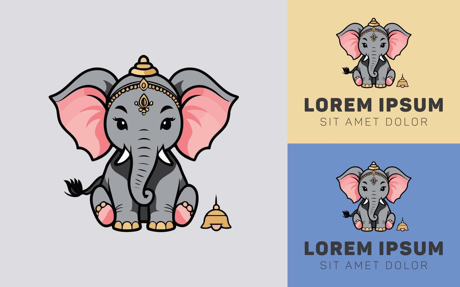 Cultural Elephant Icon with Mystical Indian Ornament vector