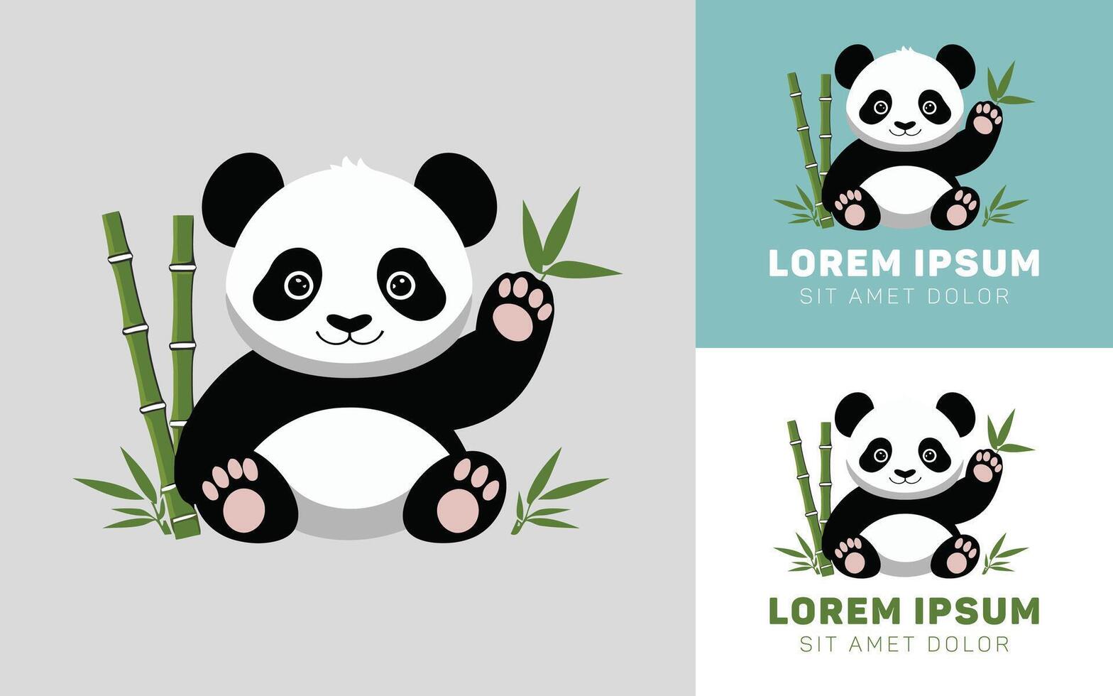 Chubby Panda Holding Fresh Bamboo With Joyful Face vector
