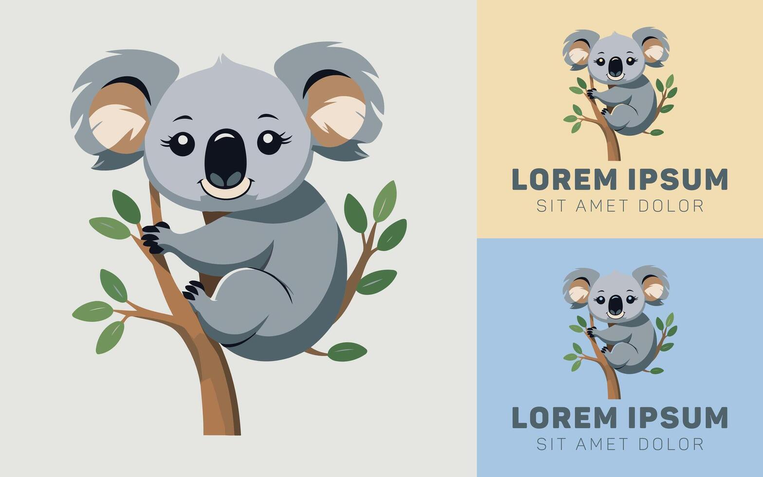 Adorable Little Koala Hanging Calmly on the Wooden Tree Branch vector