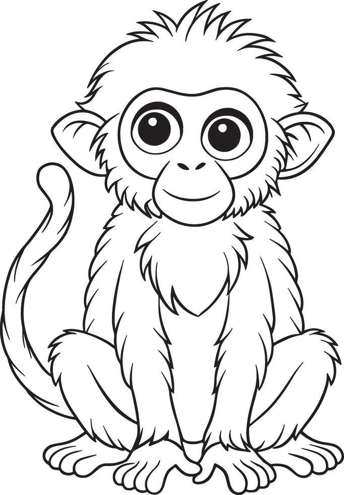 Howler Monkey Coloring Page Cute Animal Art For Kids vector