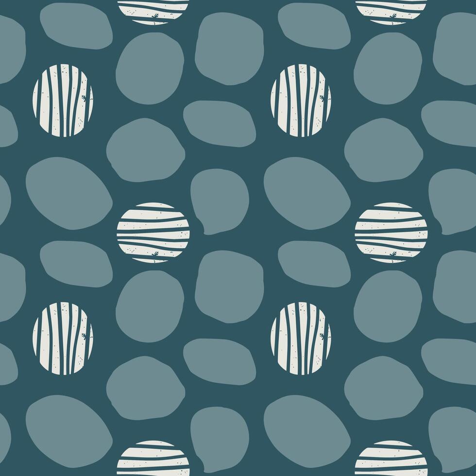 Seamless modern abstract geometric pattern with irregular circles organic texture textured elements dark blue aesthetic background contemporary wallpaper textile wrapping home decor print square vector