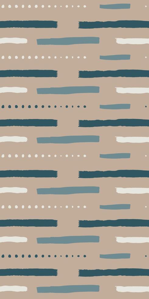 Vertical Seamless abstract pattern with hand-drawn brush strokes dots lines in earthy tones. Modern minimalist background for fabric wallpaper home decor textile design contemporary trendy style vector