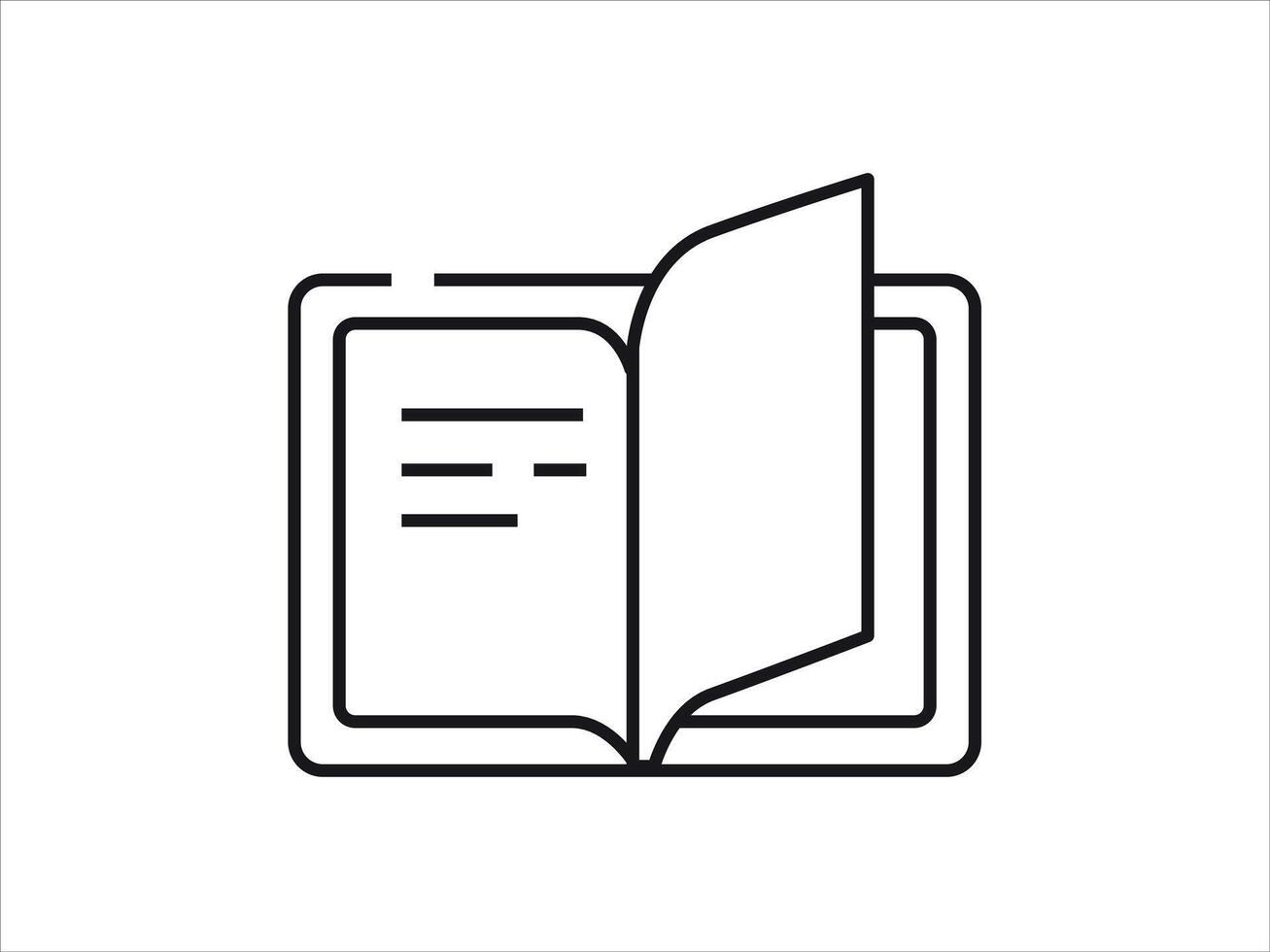 Open Book icon with text. Literature, student black book for college vector