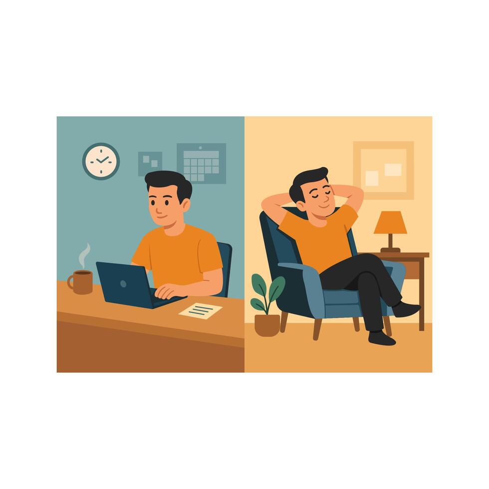 Work and Life Balance Concept Flat Illustration vector