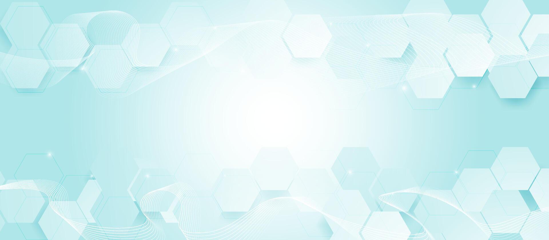 Abstract hexagonal technology background with glowing light and blue gradient vector