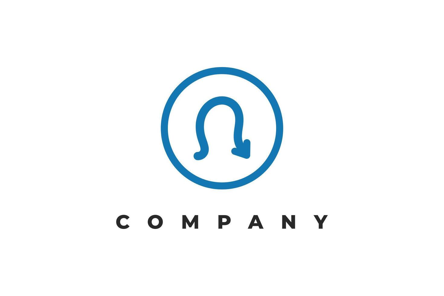 letter n arrow line inside circle minimal logo vector