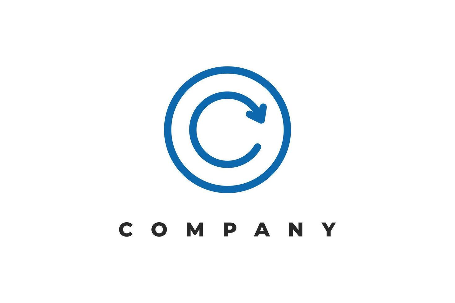 letter c arrow line inside circle minimal logo vector