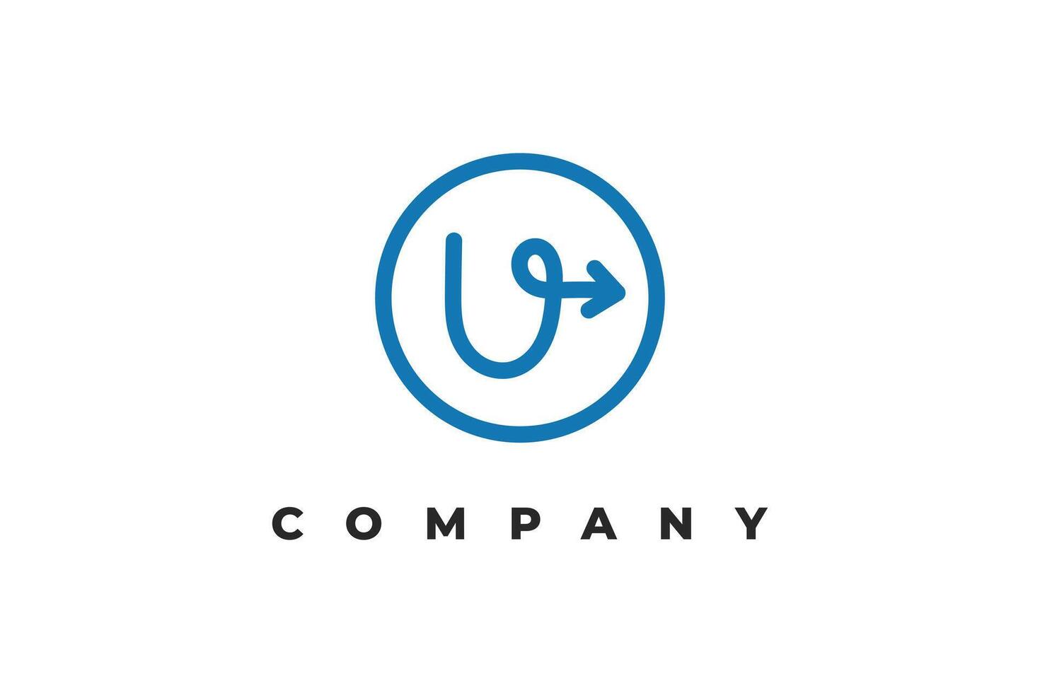 letter u arrow line inside circle minimal logo vector