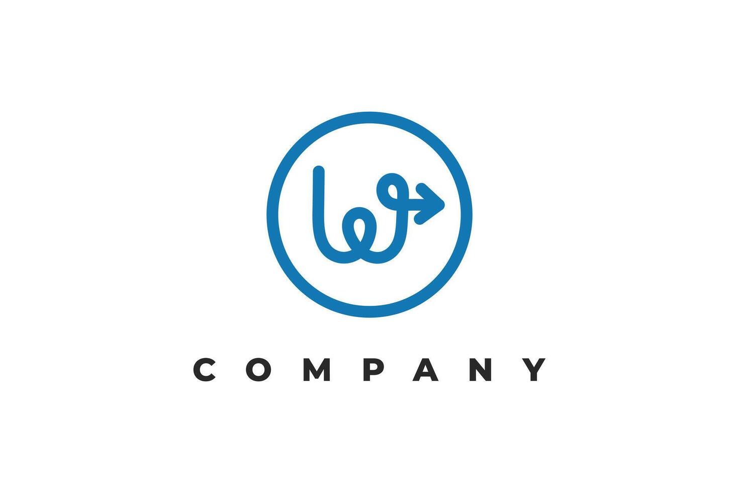 letter w arrow line inside circle minimal logo vector