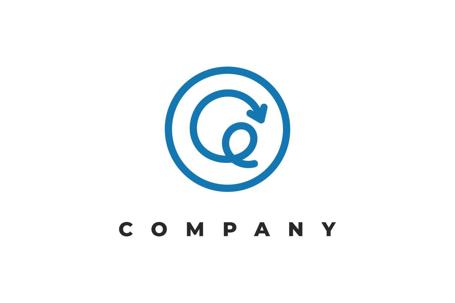 letter g arrow line inside circle minimal logo vector