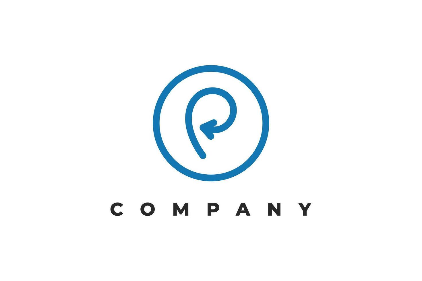 letter p arrow line inside circle minimal logo vector