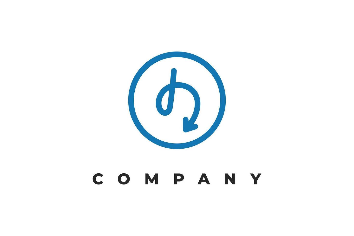 letter h arrow line inside circle minimal logo vector