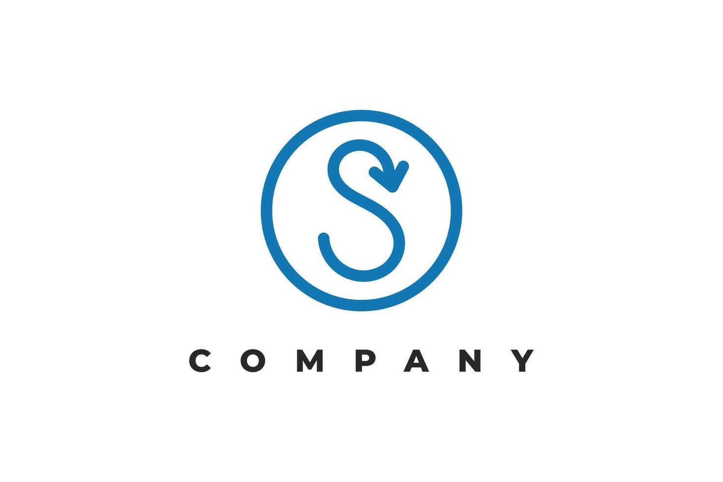 letter s arrow line inside circle minimal logo vector