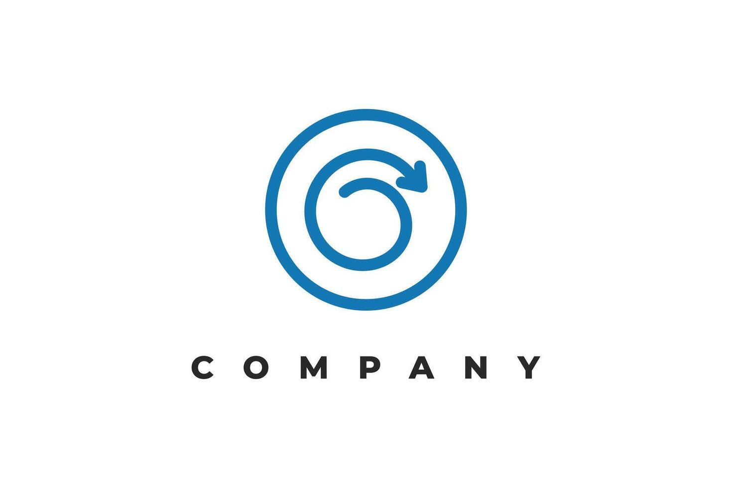 letter o arrow line inside circle minimal logo vector