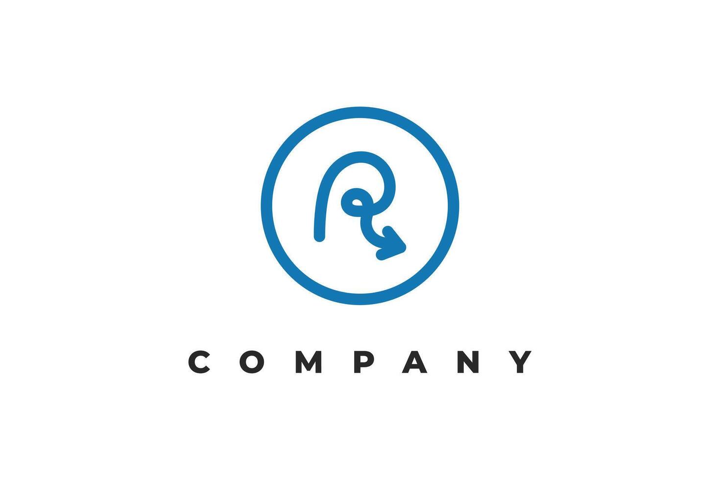 letter r arrow line inside circle minimal logo vector