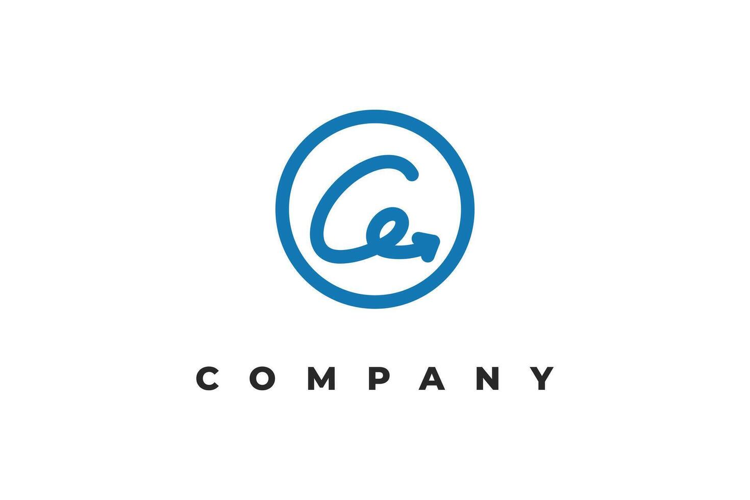 letter a arrow line inside circle minimal logo vector