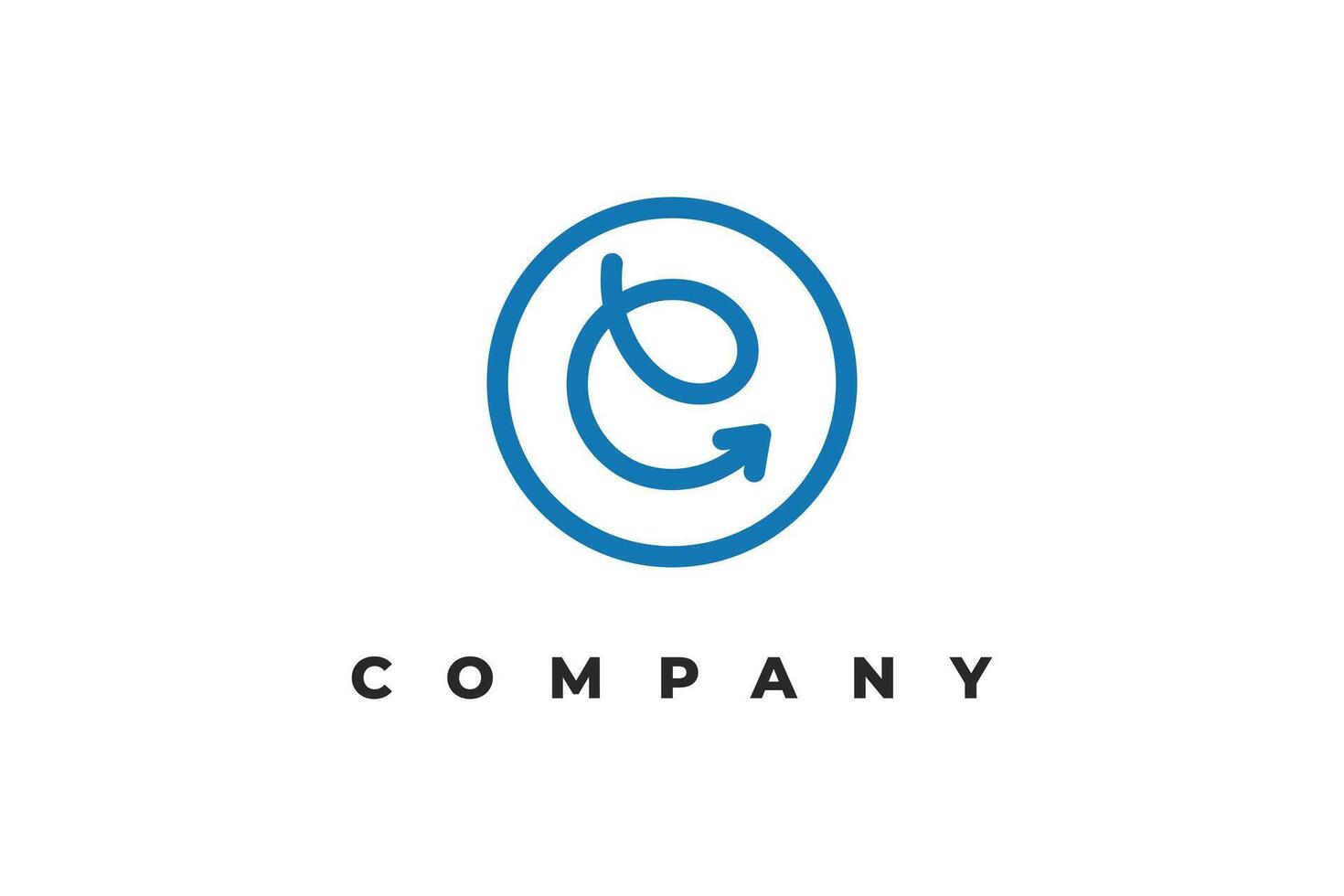 letter e arrow line inside circle minimal logo vector