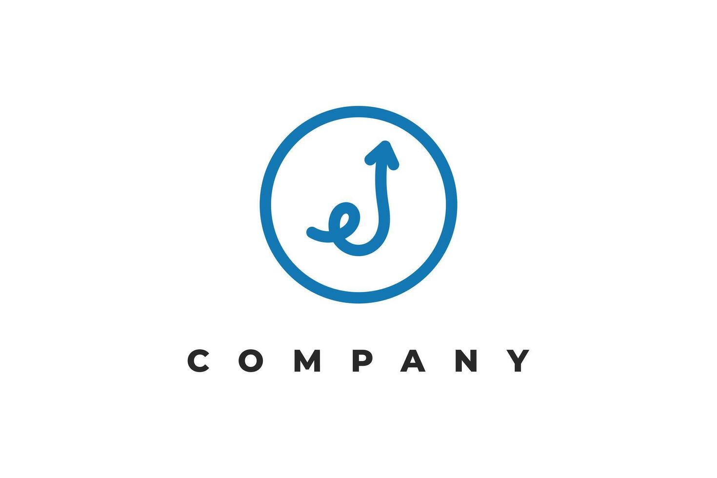 letter j arrow line inside circle minimal logo vector