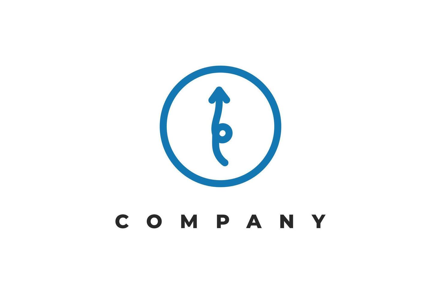 letter i arrow line inside circle minimal logo vector