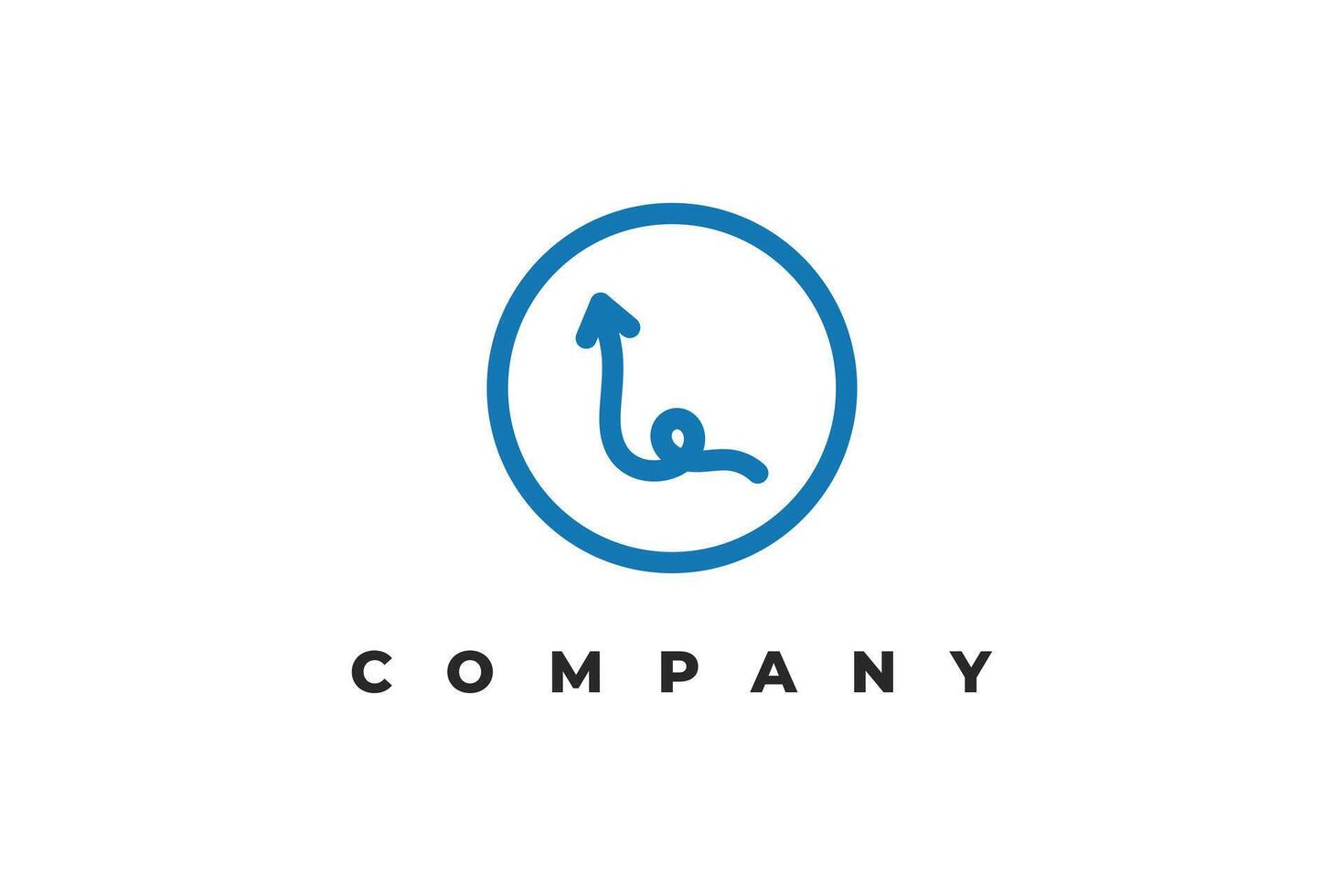letter l arrow line inside circle minimal logo vector