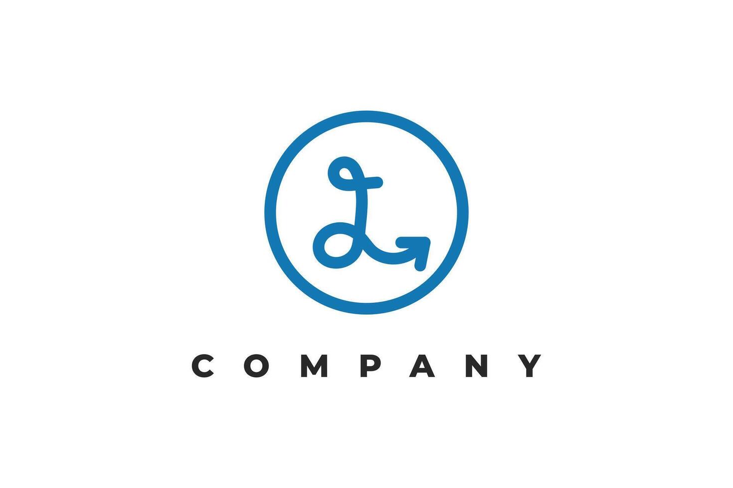 letter t arrow line inside circle minimal logo vector