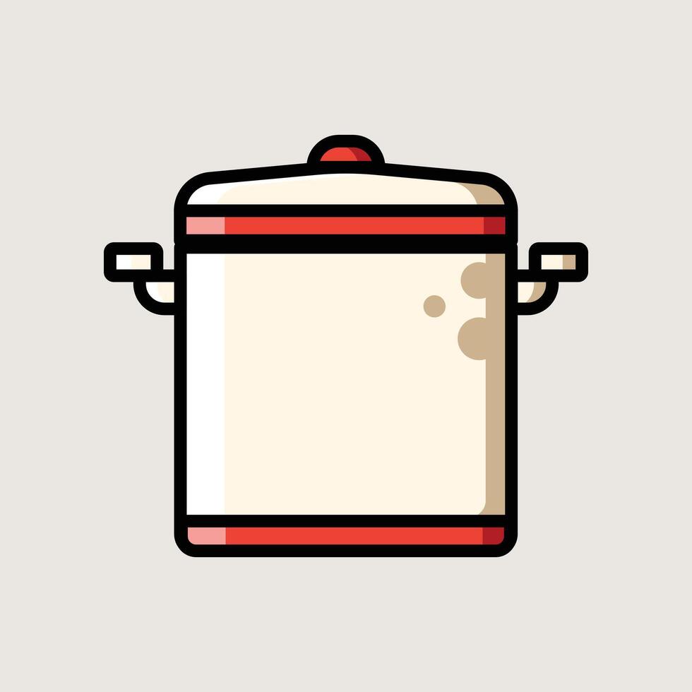 Large Empty Cooking Pot for Boiling or Stewing in Flat Style Kitchen Illustration vector