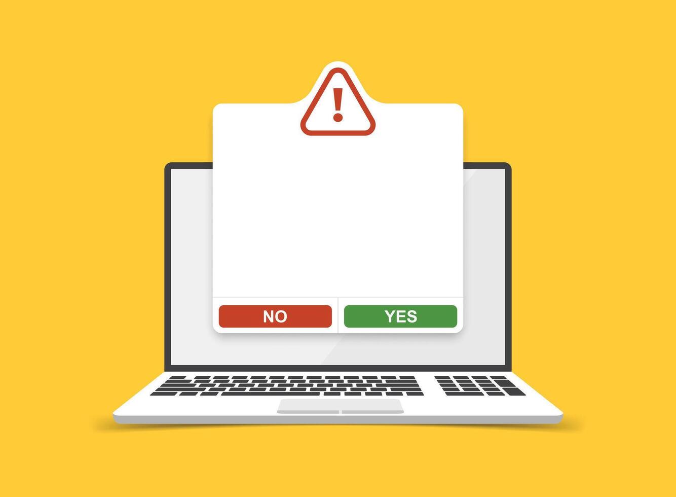 Laptop with no test sign on yellow background vector
