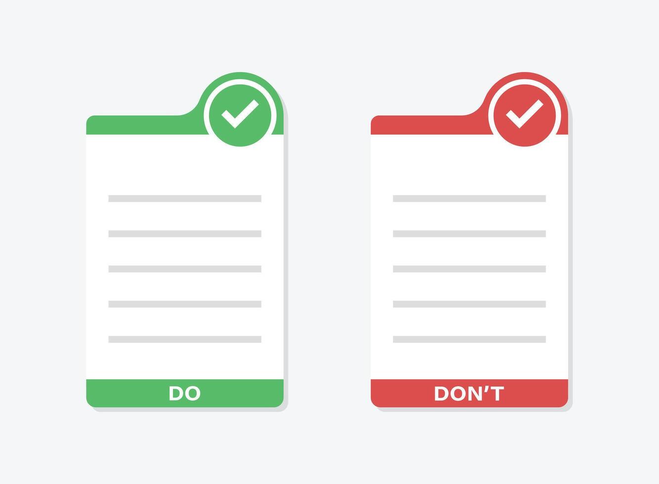 Do and don't checklists on white background vector
