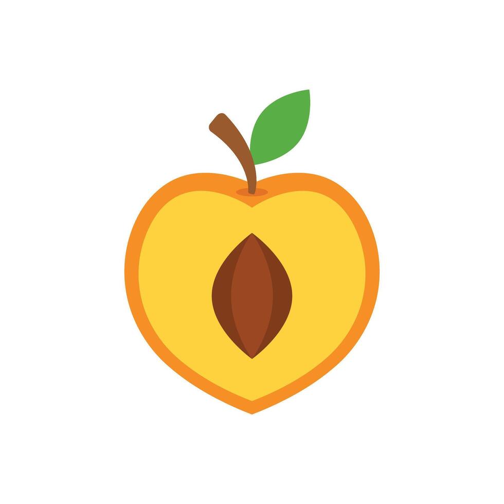A peach icon with a green leaf vector