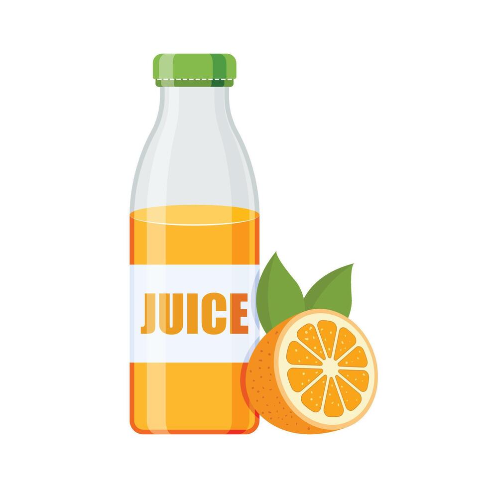 Orange juice bottle and orange vector
