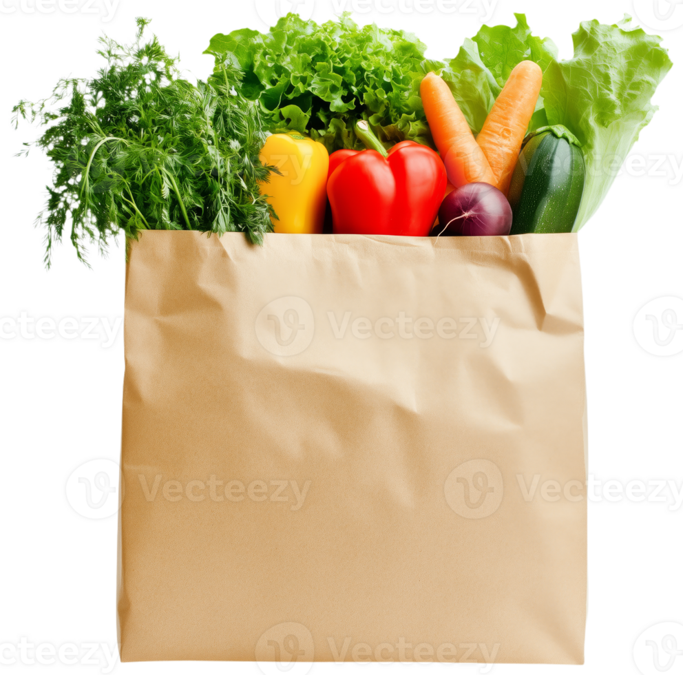 Fresh Groceries Colorful Vegetables in Paper Bag png