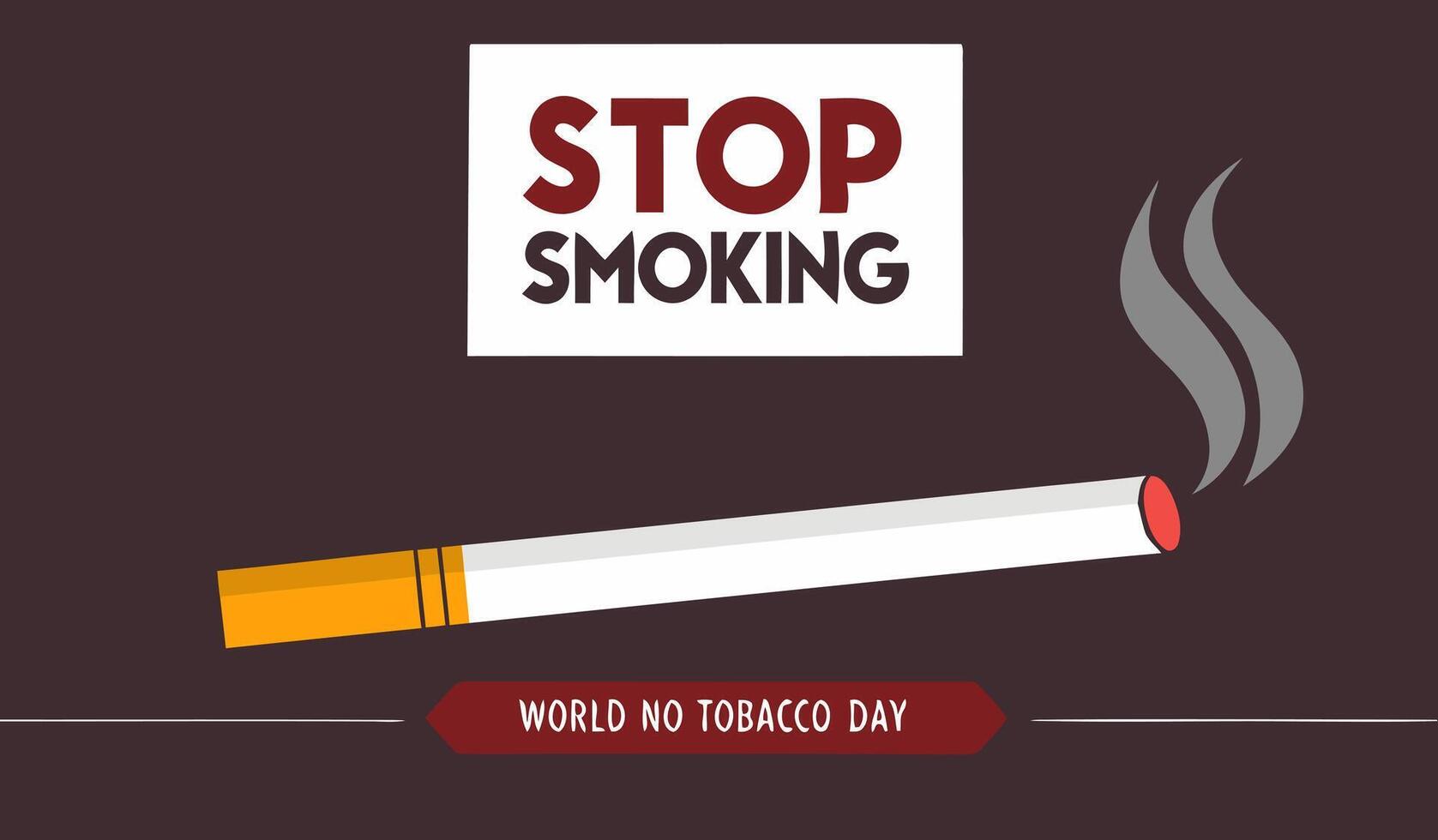 Stop Smoking Awareness Poster for World No Tobacco Day with Burning Cigarette Icon vector