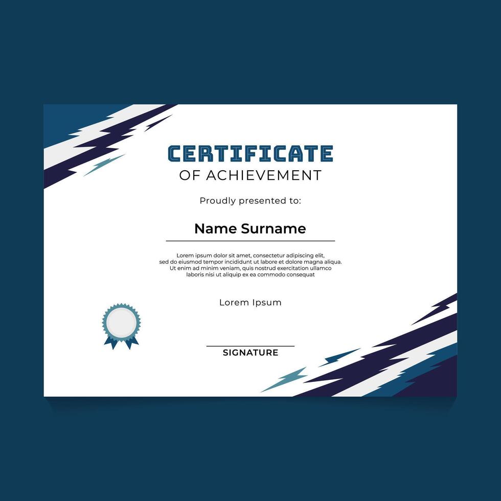 Certificate Template with Abstract Geometric Thunder Frame vector