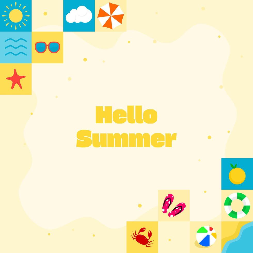 Hello Summer Beach Set Element vector
