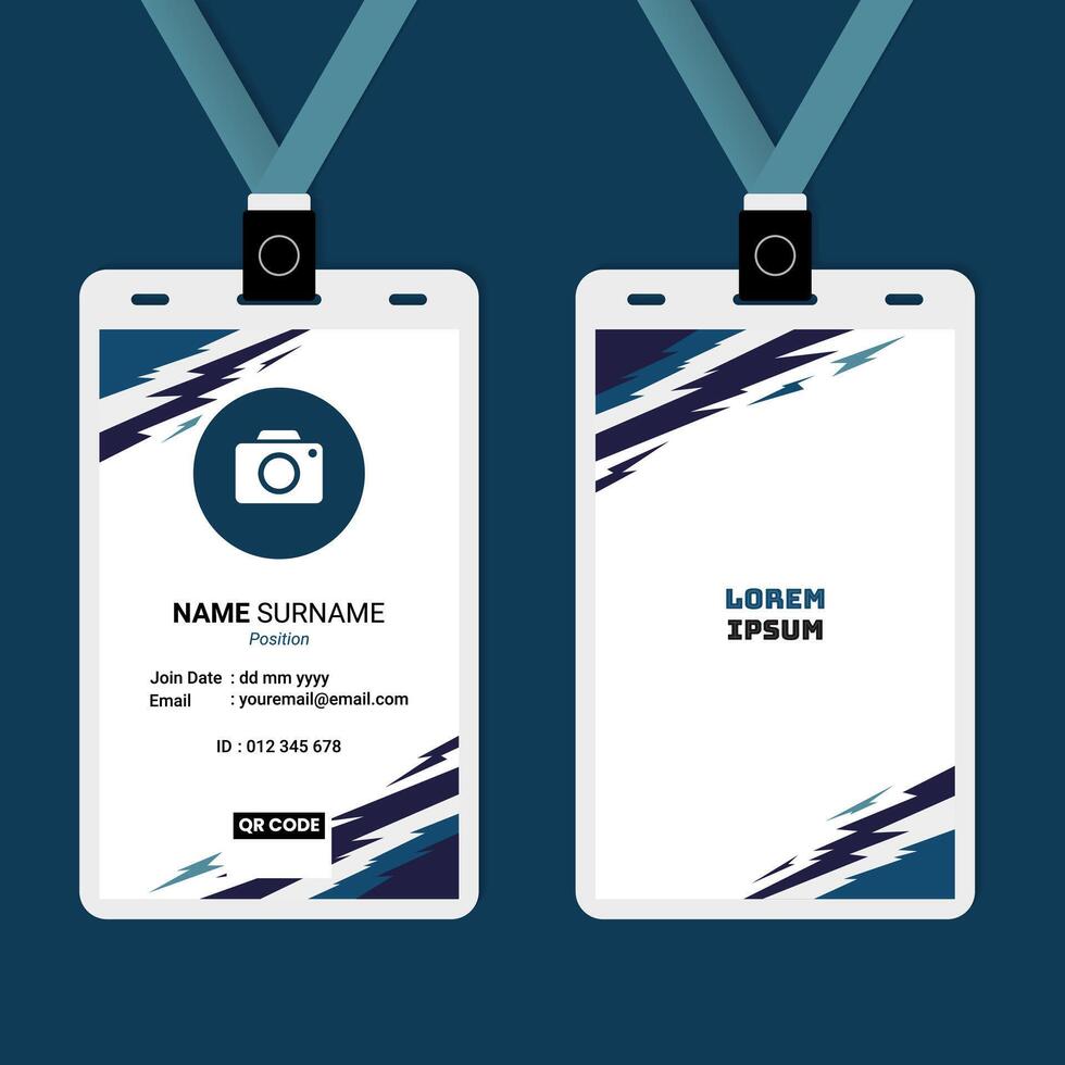 ID Card Design with Abstract Geometric Lightning Frame vector