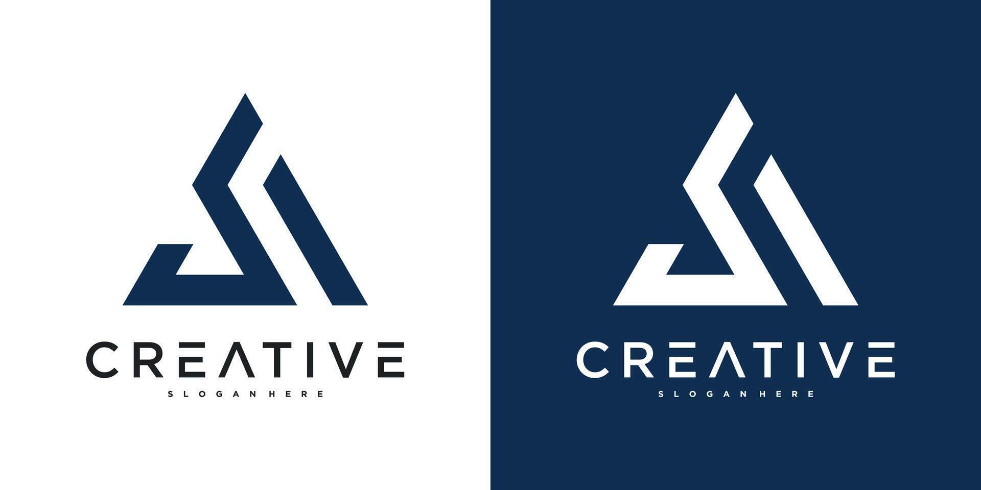 Abstract triangle shape logo design. Premium vector
