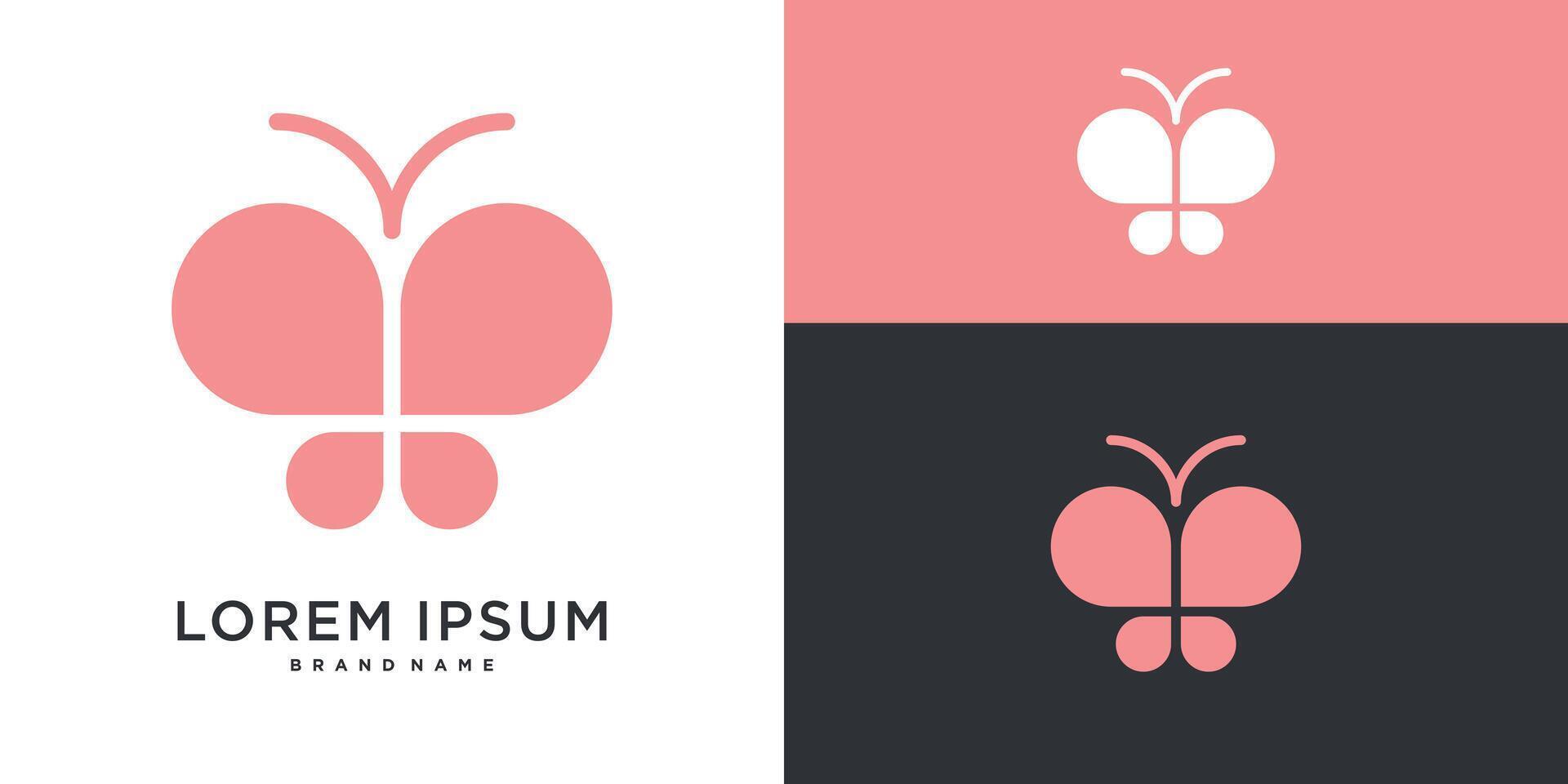 Simple shape butterfly logo design. vector