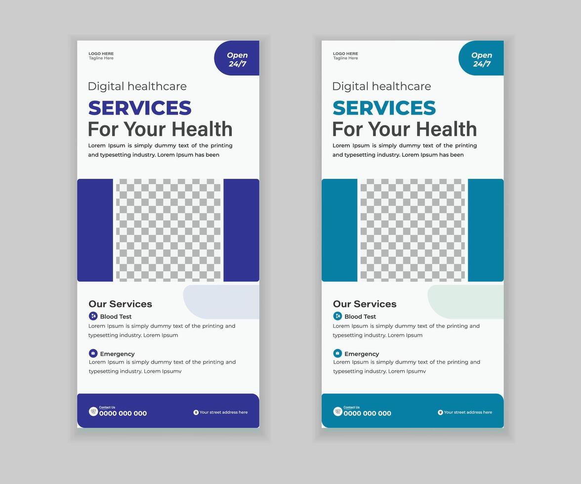 Customizable Medical DL Flyer, Rack Card and Rollup Banner Template vector