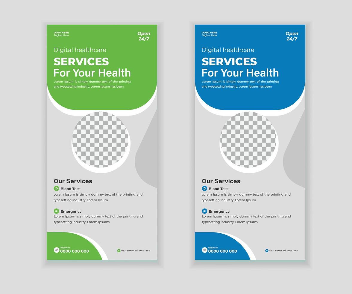 Versatile Medical DL Flyer and Rollup Banner for Healthcare Marketing vector