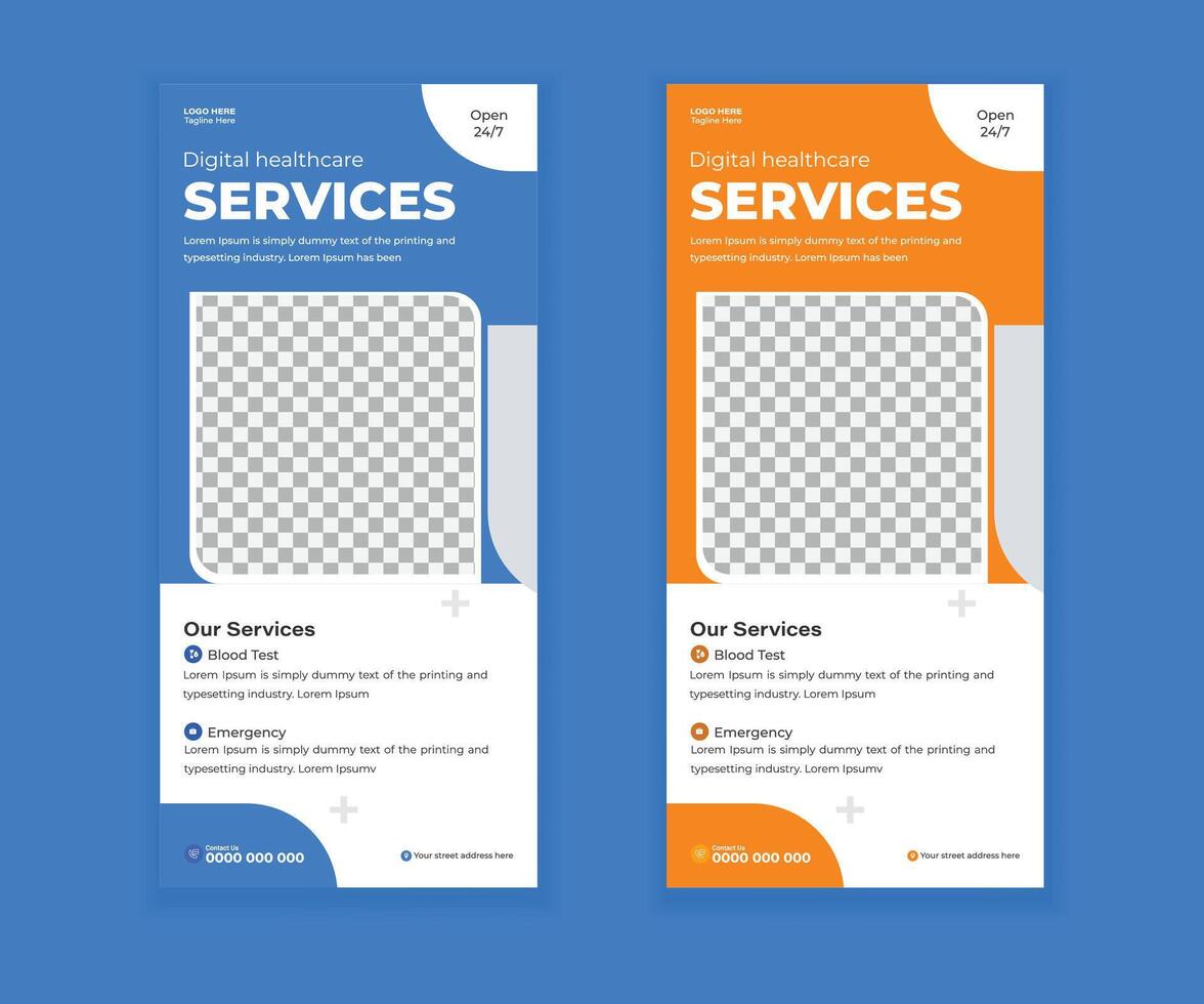 Medical Advertising Essentials Roll-up Banner, DL Flyer, and Rack Card Design vector