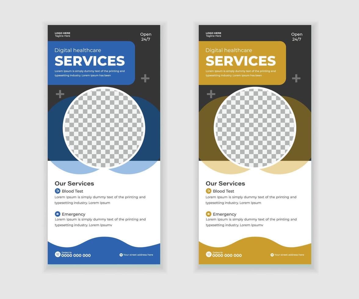 Healthcare DL Rack Card and Banner Template Fully Editable vector