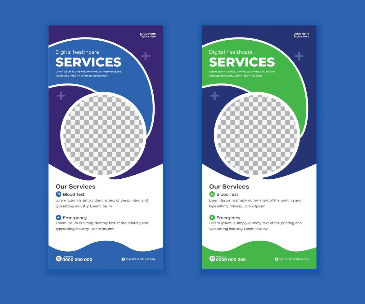 Medical Marketing Design Set Rollup Banner, DL Flyer and Rack Card vector