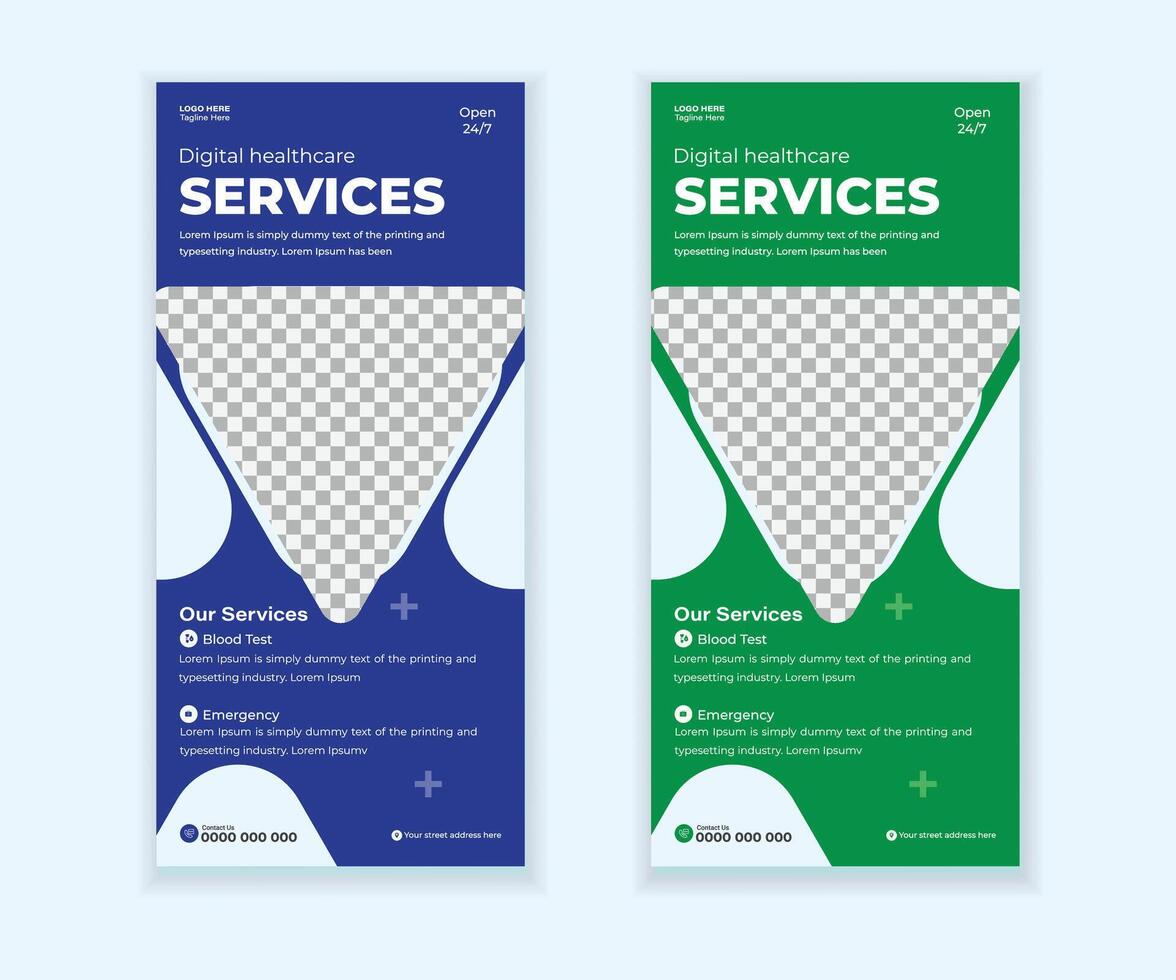 Medical DL Flyer and Rollup Banner for Healthcare Marketing vector