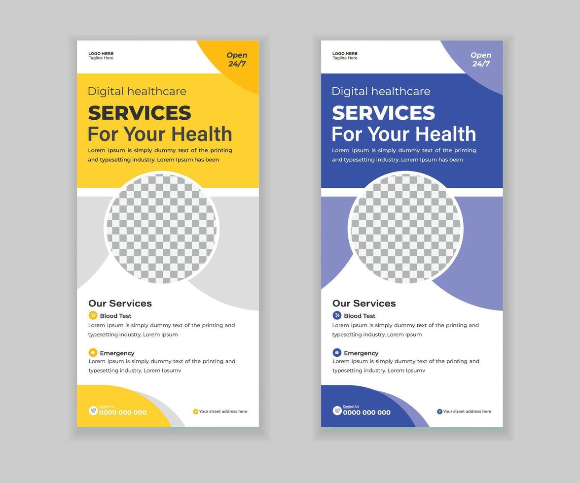 Minimalist Medical Roll-Up Banner and DL Flyer Design for Doctor Services vector