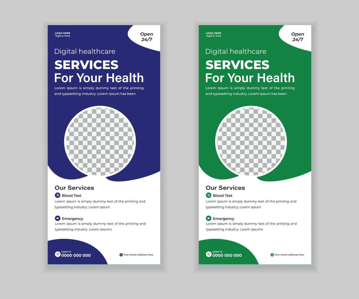 Elegant DL Medical Flyer and Roll-Up Banner Template vector