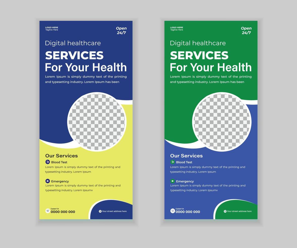Health Clinic DL Rack Card and Banner Design Print-Ready File vector
