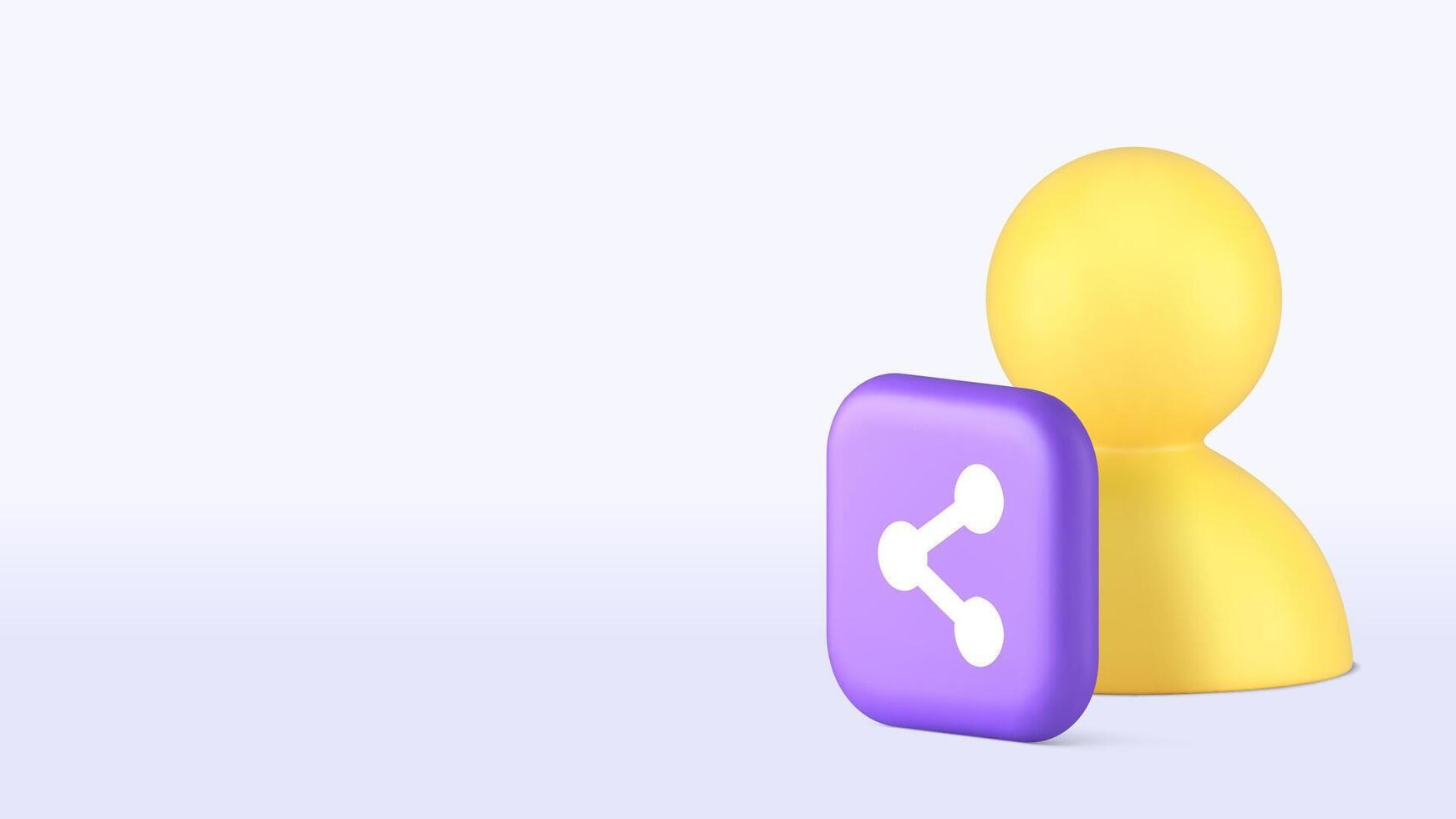 Personal contact information sharing social network 3d icon realistic vector