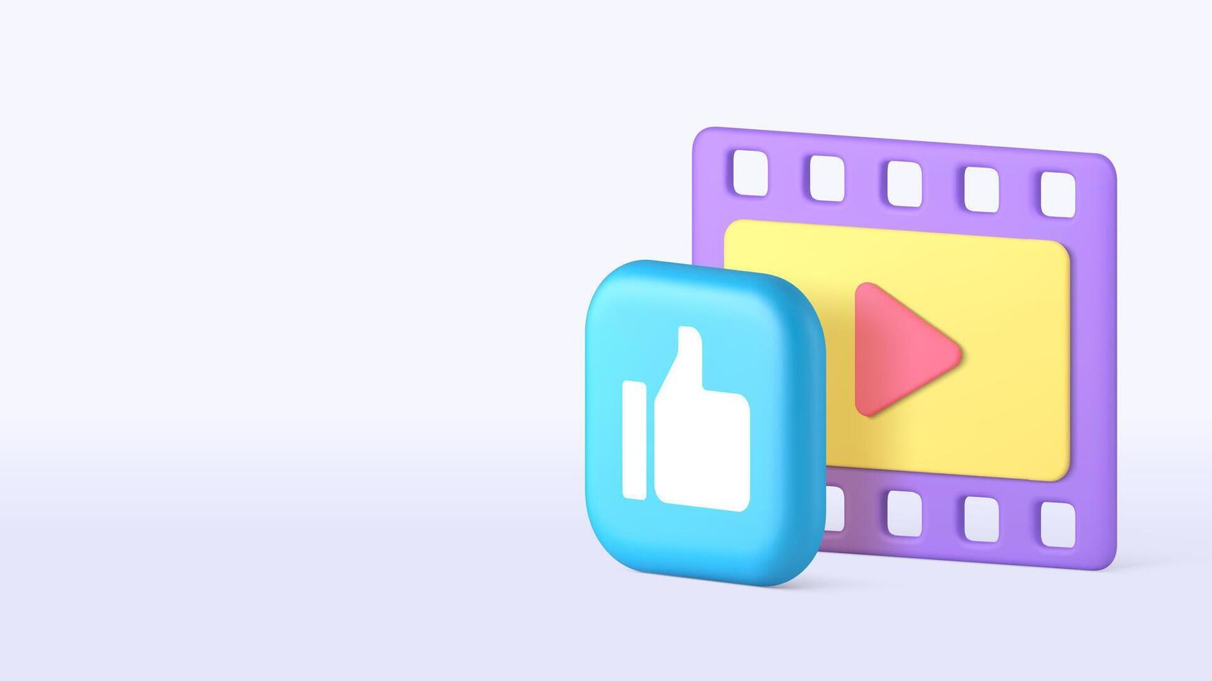 multimedia content blog social media network like 3d icon realistic vector