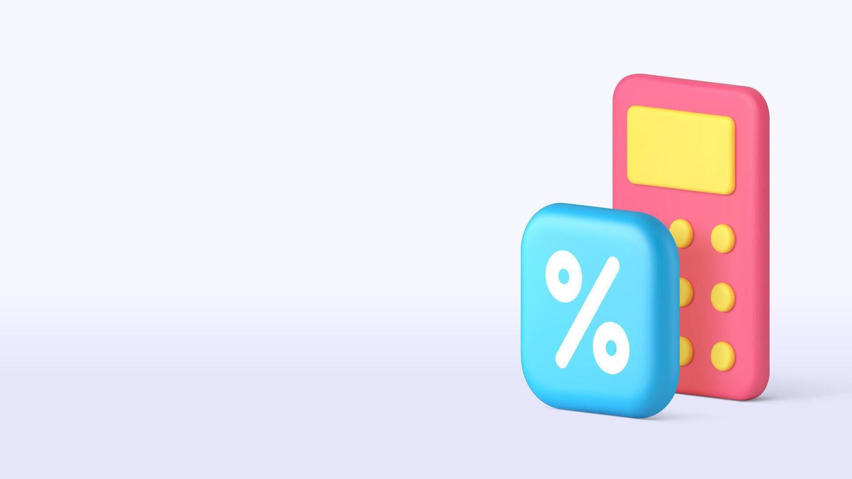 Shopping sale accounting calculating banking budget checking 3d icon realistic vector