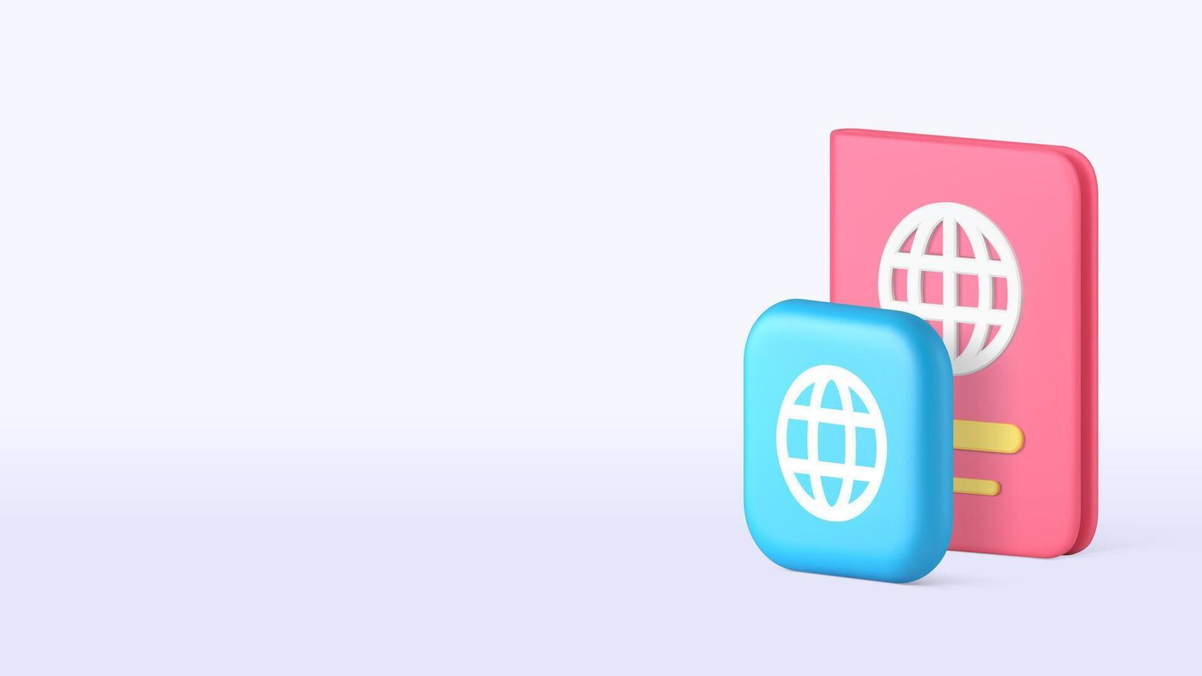 Passport personal data global international travel 3d icon realistic vector